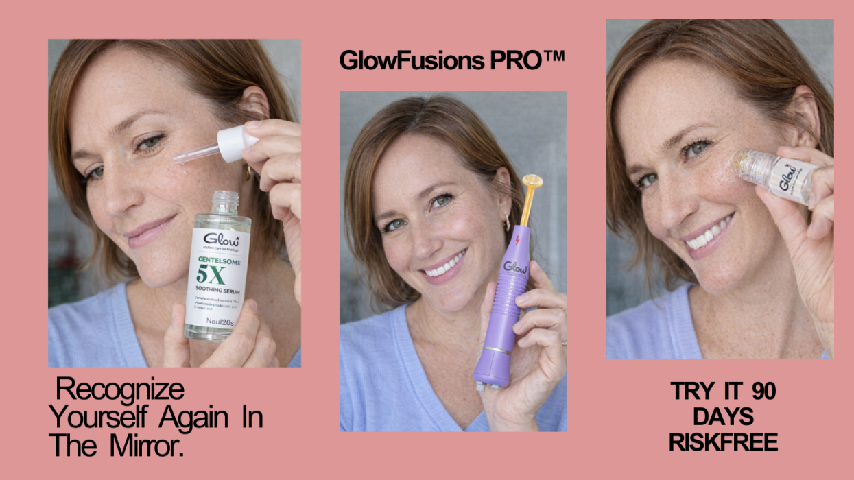 GlowFusions PRO skincare product with a woman 